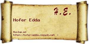 Hofer Edda névjegykártya